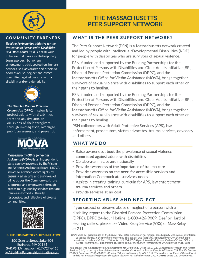 This is a clickable image which includes information about the Building Partnership Initiative's Peer Support Network